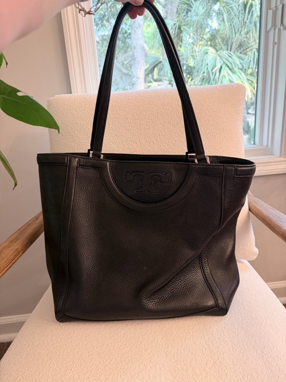 Tory Burch Black Pebbled Leather Tote